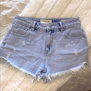 Light wash jean shorts